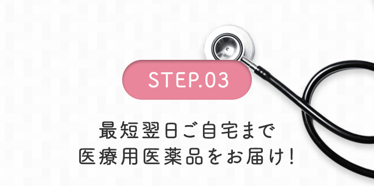 STEP.03 最短翌日ご自宅まで 医療用医薬品をお届け！